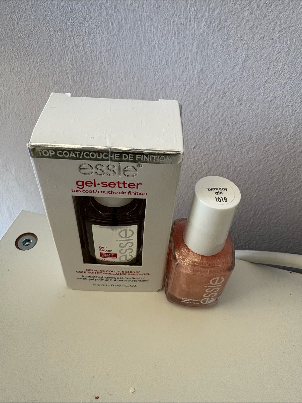 Gel-Setter Top Coat + Birthday Girl 1019 Nail Polish Set - Peach Shimmer
